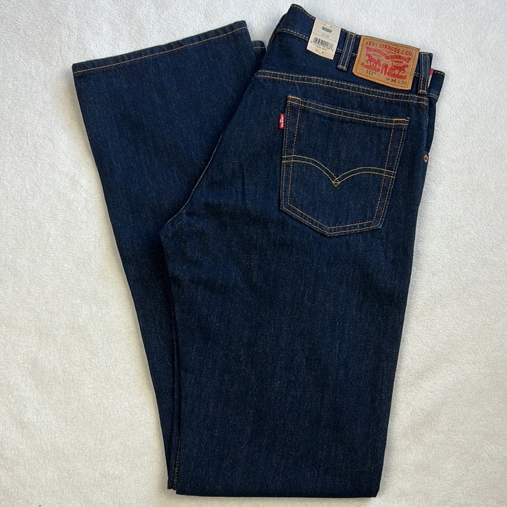 517 Levi’s Men’s NWT Jeans Size 36X36 Bootcut Dark-wash 100% Cotton